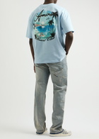 Amiri Paradise Printed Cotton T-shirt Light Blue