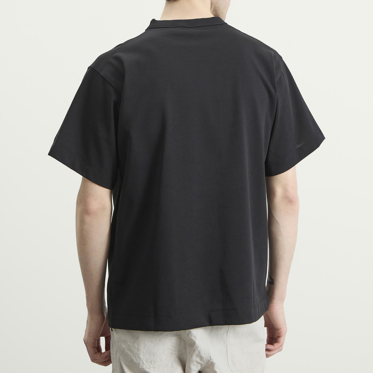 NANGA Men's Eco Hybrid Box Logo Embroidery T-Shirt in Black