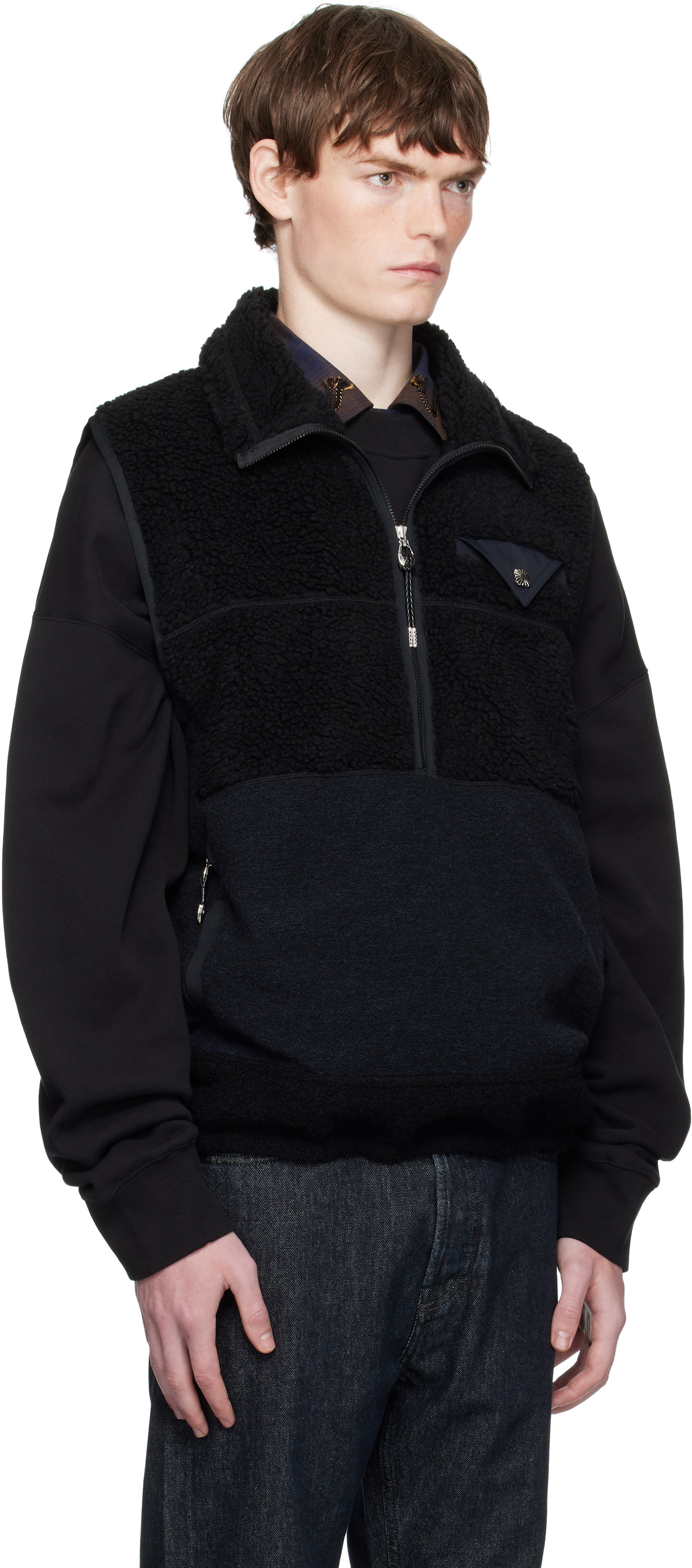 Toga Virilis Black Wool Jersey Vest