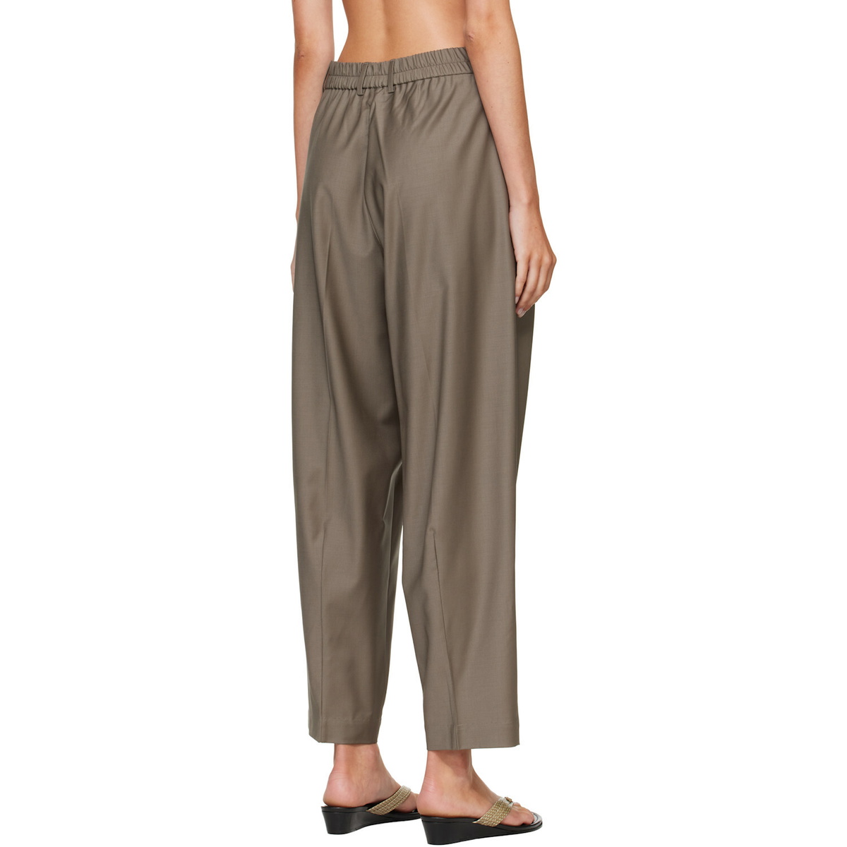 Cordera Beige Virgin Wool Masculine Barrel Trousers