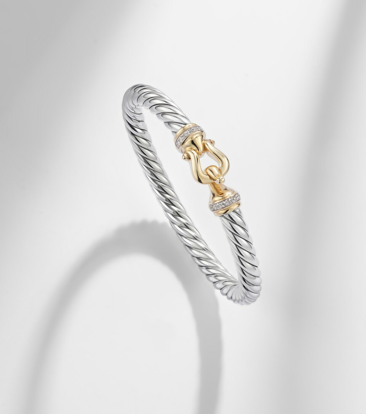 David Yurman Cable Flex® Buckle sterling silver and 14kt gold bracelet with diamonds