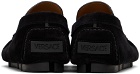 Versace Black 'La Medusa' Suede Driver Loafers