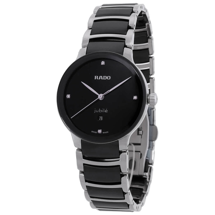 Photo: Rado Centrix Diamonds Quartz Black Dial Ladies Watch R30026712