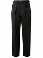 Kaptain Sunshine - Gurkha Straight-Leg Belted Pleated Cotton and Linen-Blend Twill Trousers - Black