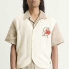 Drôle de Monsieur Men's Havana Embroidered Cardigan in Off White