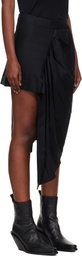 Junya Watanabe Black Draped Short Satin Miniskirt