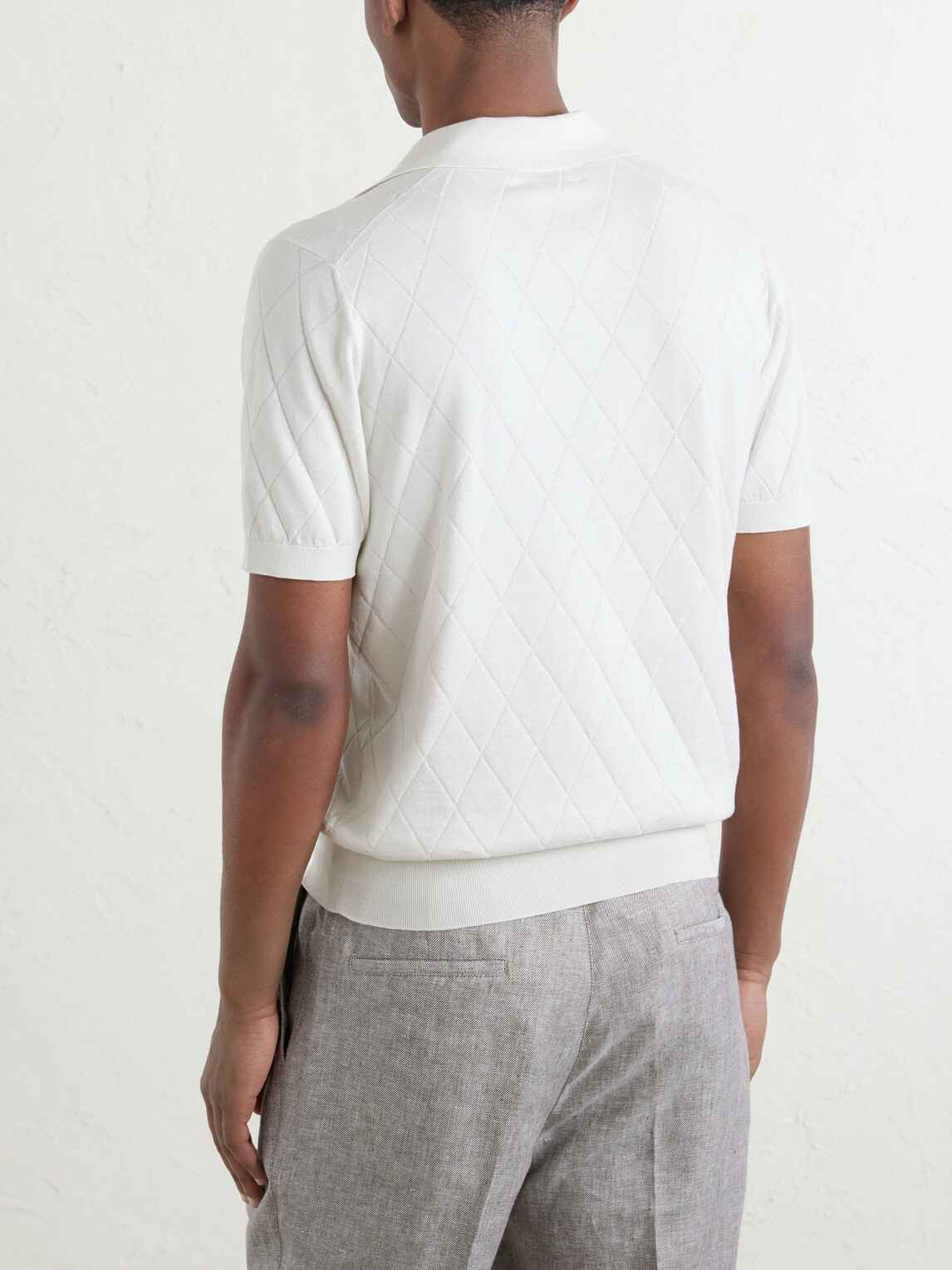Brunello Cucinelli - Open-Collar Knitted Cotton Polo Shirt - Neutrals