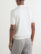 Brunello Cucinelli - Open-Collar Knitted Cotton Polo Shirt - Neutrals