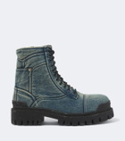 Balenciaga Combat Strike denim lace-up boots