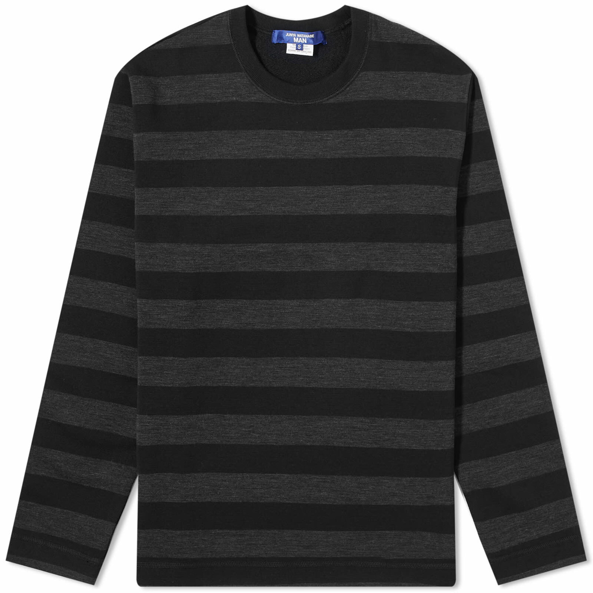 Junya Watanabe MAN Men's Stripe Long Sleeve T-Shirt in Black/Grey Junya ...