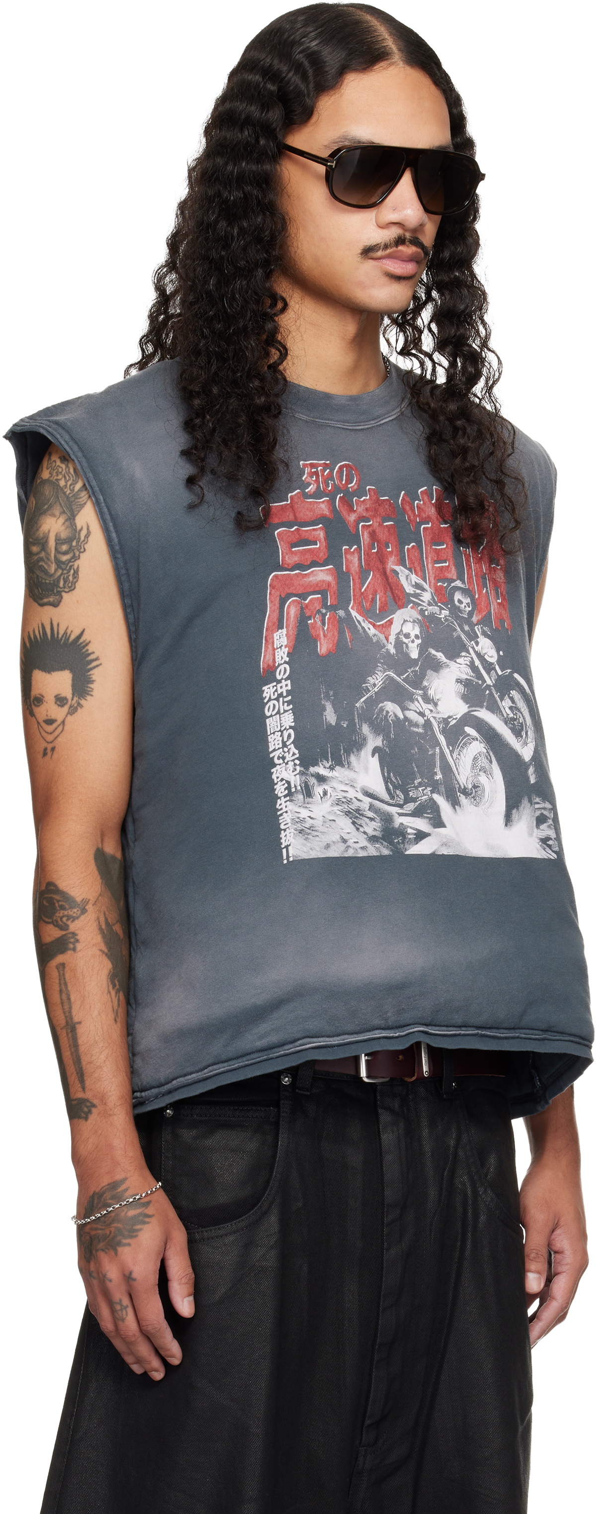 LU'U DAN Gray Wadded Sleeveless T-shirt