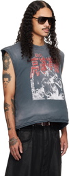 LU'U DAN Gray Wadded Sleeveless T-shirt