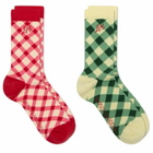 Damson Madder Women's Calf Length 2 Pack Socks in Multi 