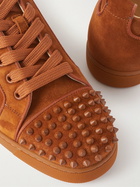 Christian Louboutin - Louis Junior Spikes Cap-Toe Suede Sneakers - Brown