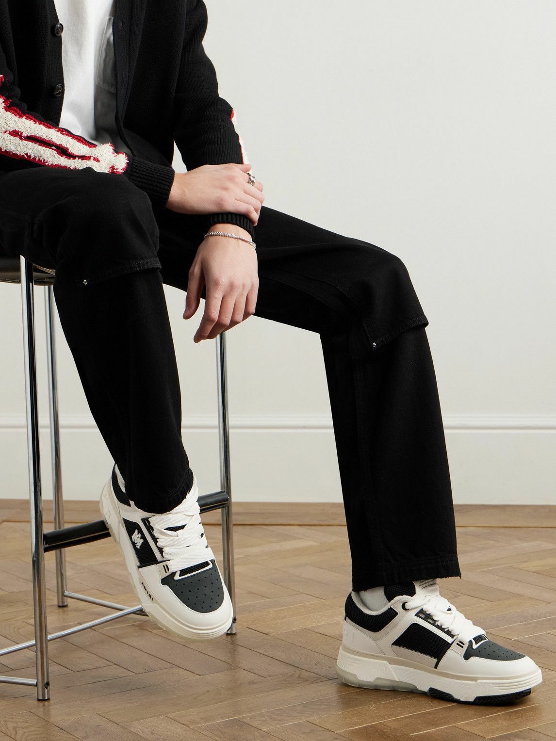 AMIRI - MA-1 Suede-Trimmed Mesh and Leather Sneakers - Black