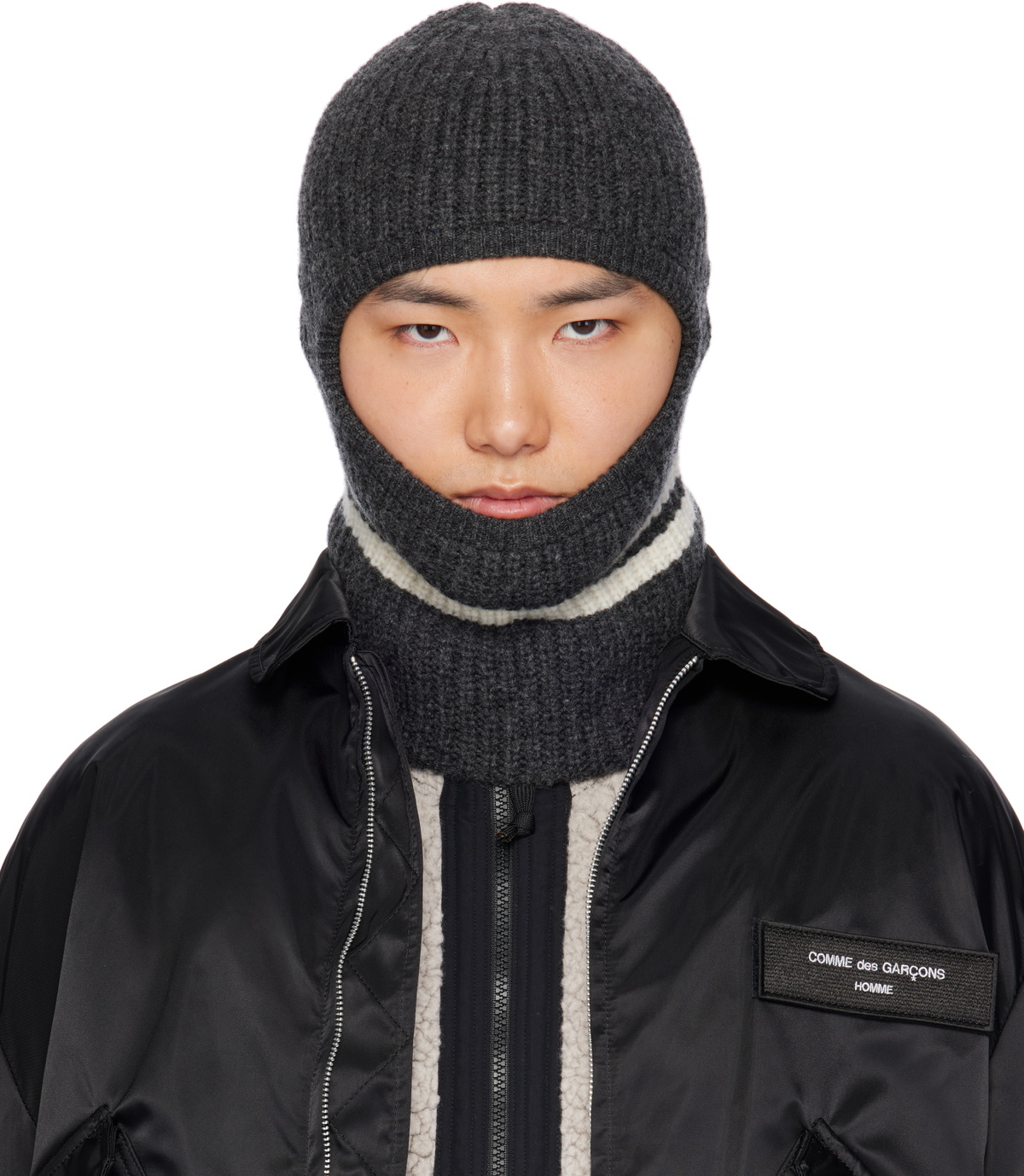 Comme des Garçons Homme Gray Lambswool Balaclava