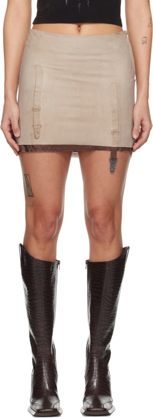 Photo: Liza Keane Taupe Suspender Miniskirt