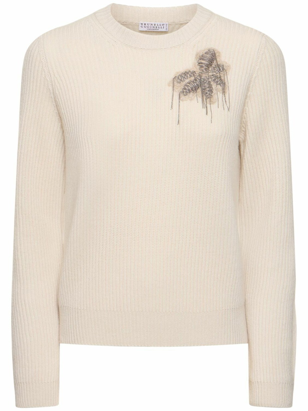 Photo: BRUNELLO CUCINELLI Ribbed Knit Embroidered Sweater