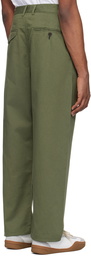 Universal Works Khaki Double Pleat Trousers