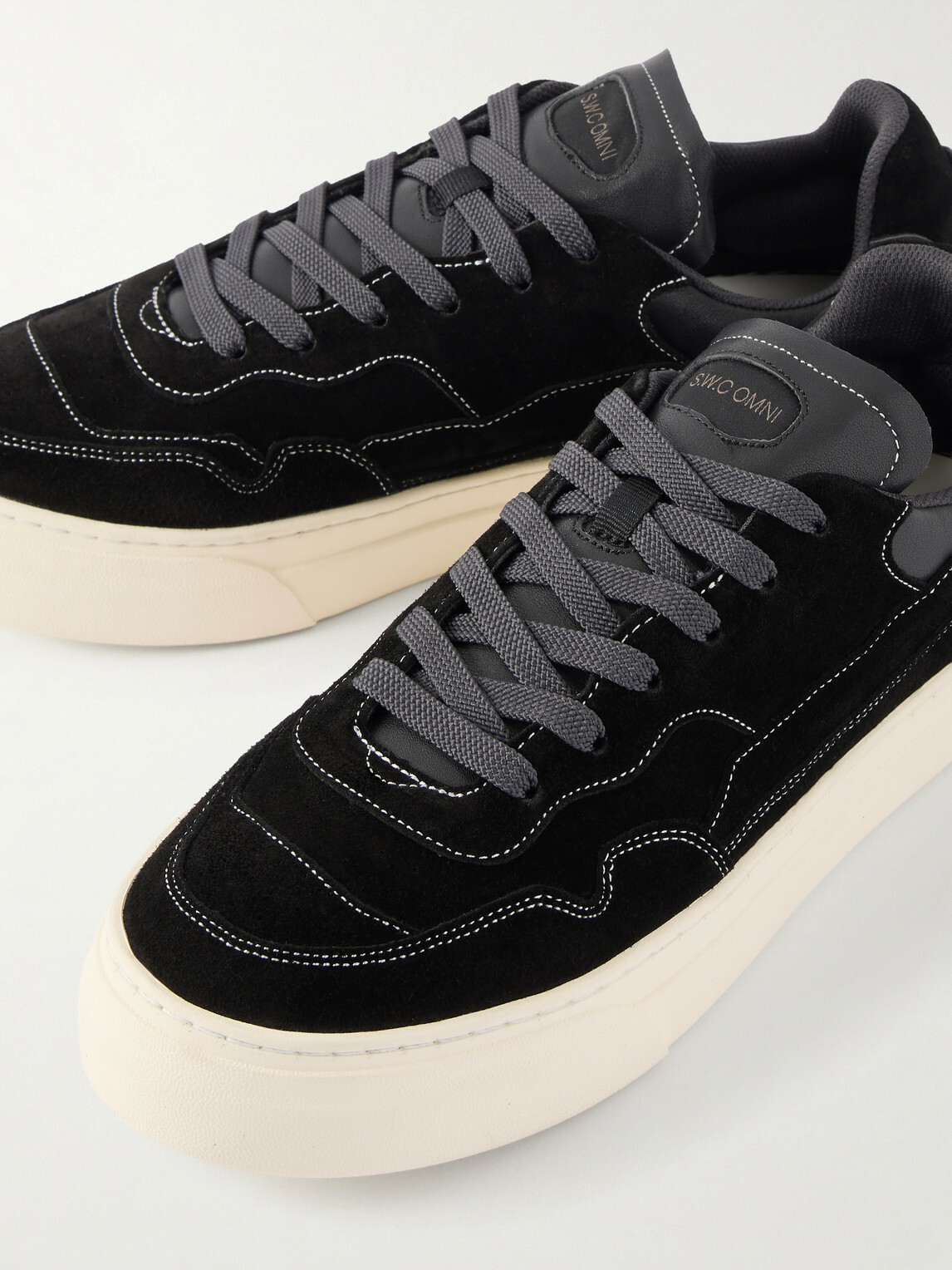 Omni - Matta Leather-Trimmed Suede Sneakers - Black
