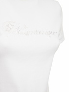 BLUMARINE - Embroidered Ribbed Cotton Logo T-shirt