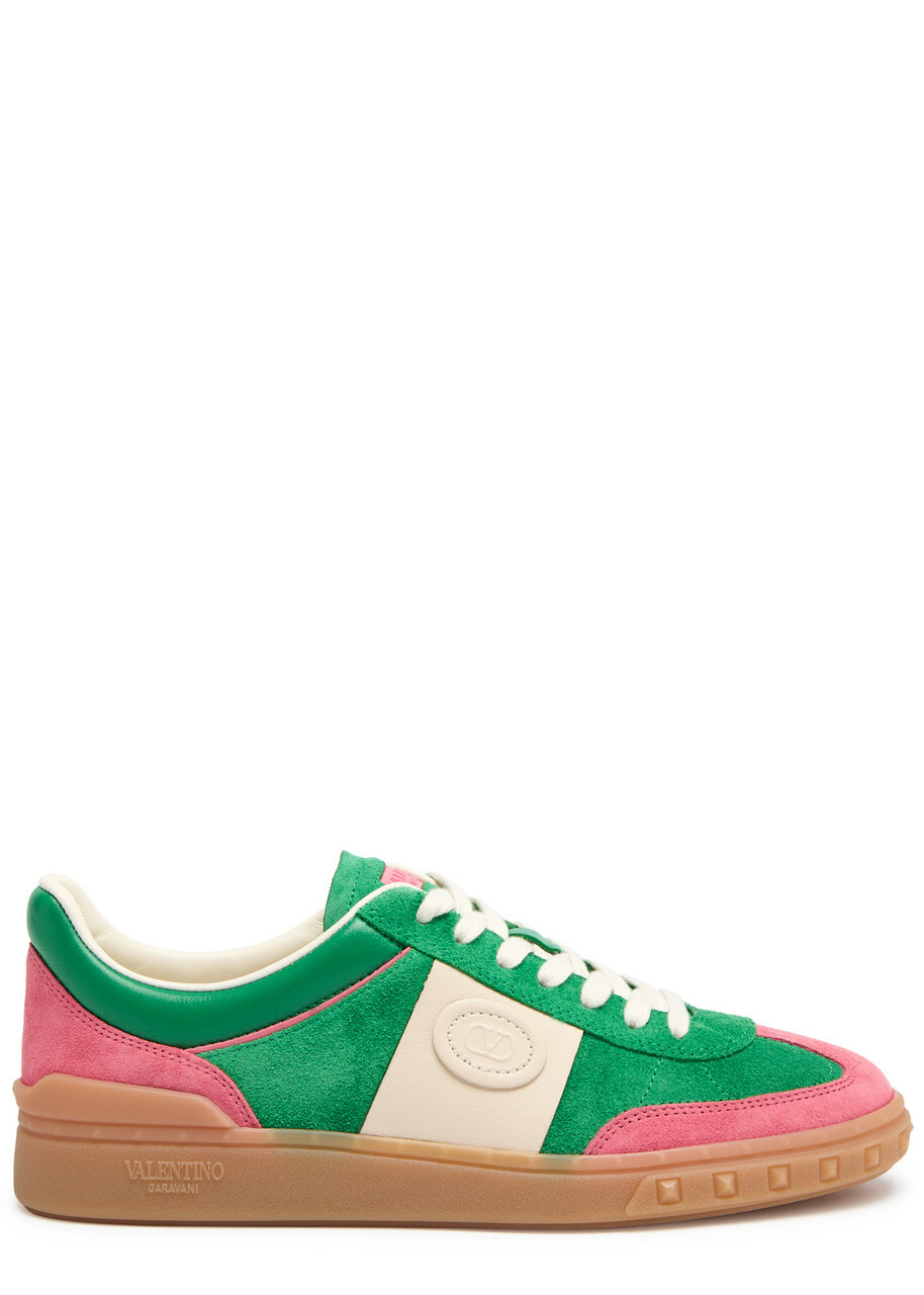 Valentino Upvillage Crosta Panelled Suede Sneakers Green Valentino
