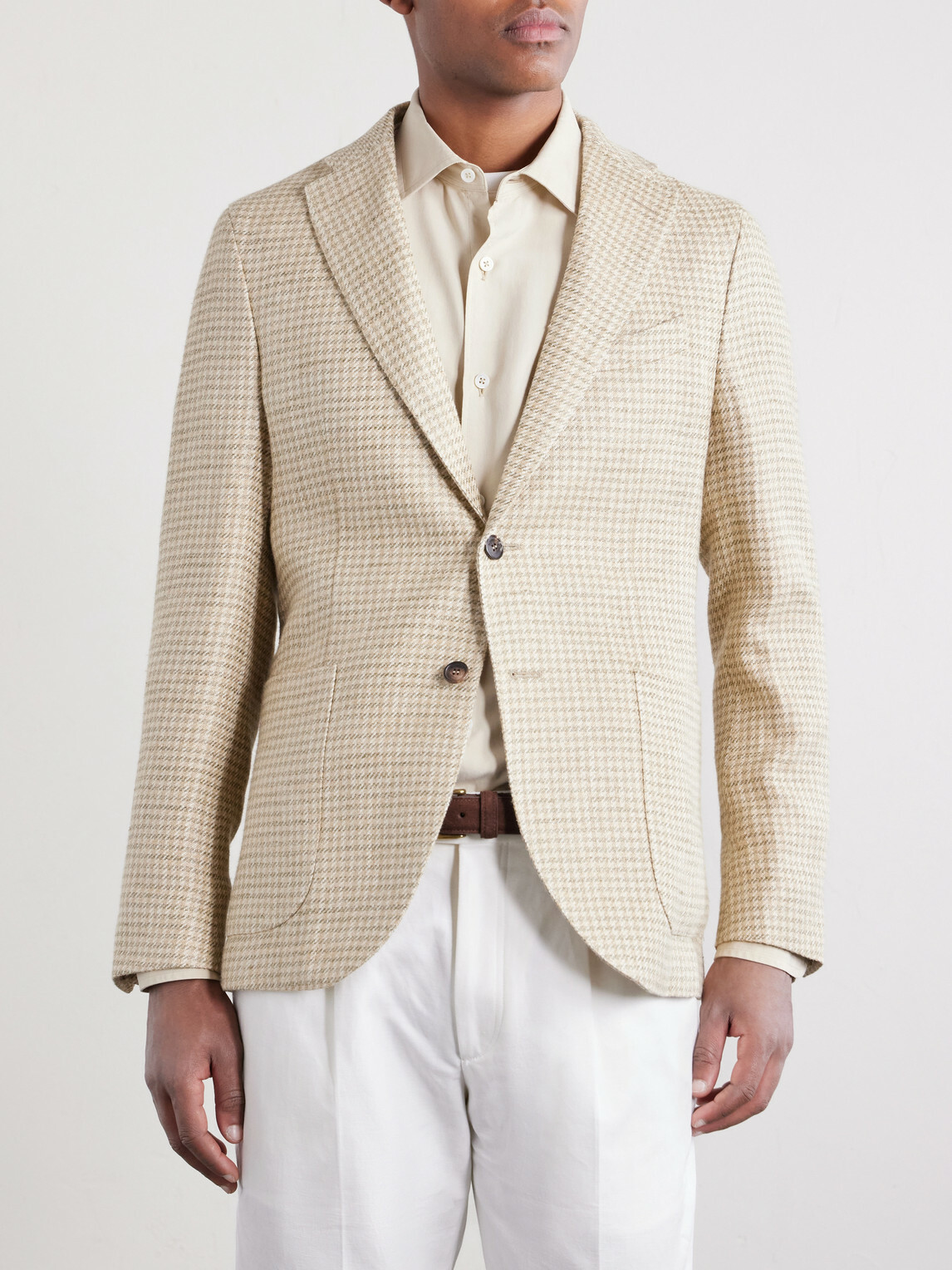 Slowear - Houndstooth Linen and Silk-Blend Blazer - Neutrals
