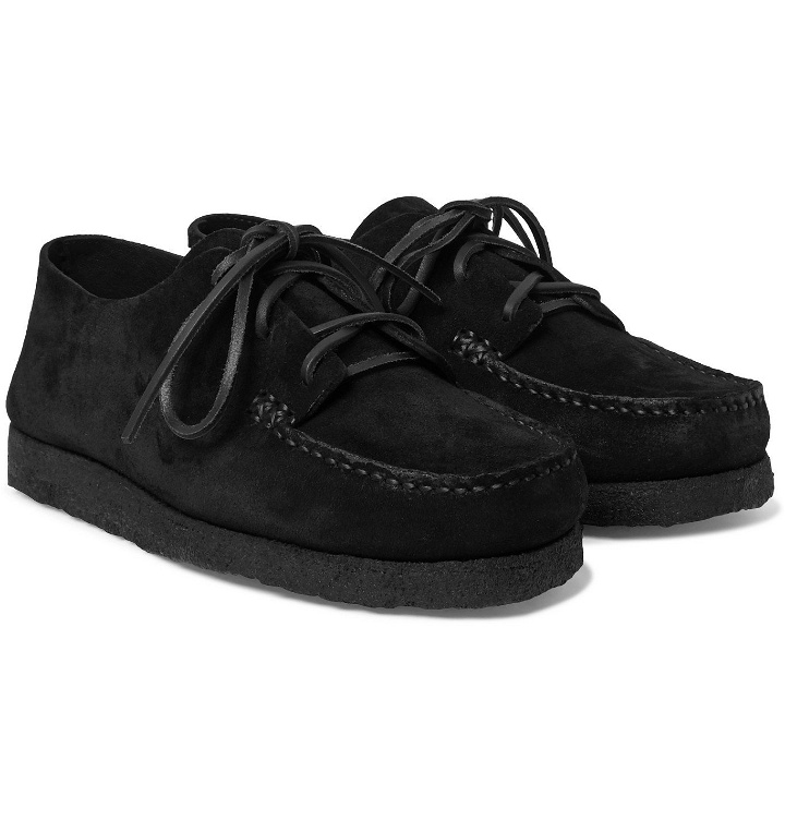 Photo: Yuketen - Suede Derby Shoes - Black
