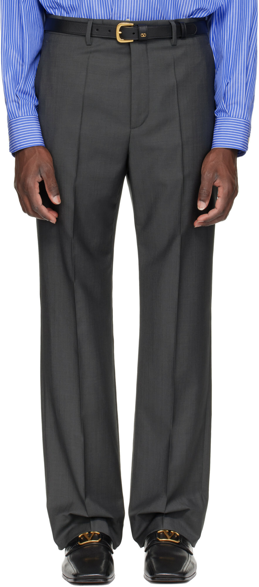 Valentino Gray Wool Trousers