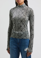 Coperni Python-print Metallic-jersey top Grey
