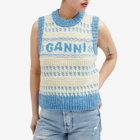 GANNI Women's Graphic Lambswool O-Neck Vest in Strong Blue