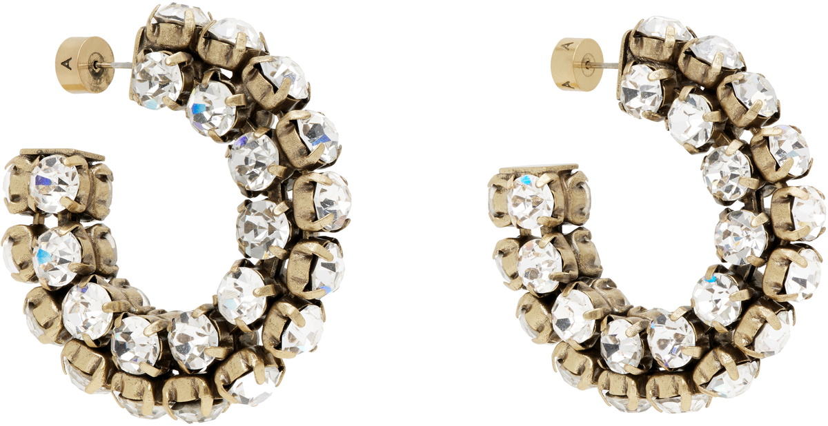 AREA Gold Small Crystal Hoop Earrings