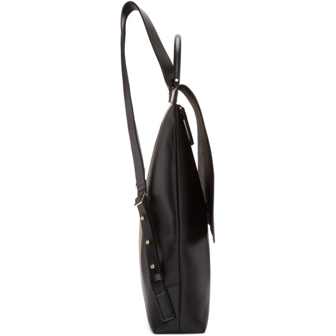 Building Block Black Leather Flat Rucksack Building Block