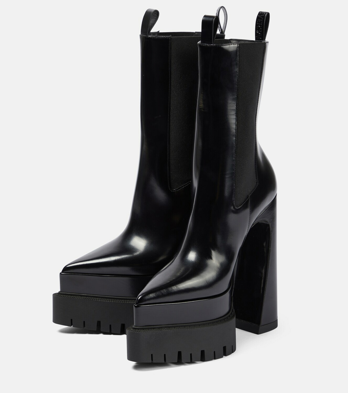 Versace - Aevitas Pointy leather platform ankle boots Versace