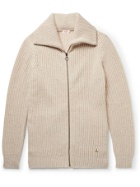 Armor Lux - Ribbed Wool-Blend Zip-Up Cardigan - Neutrals