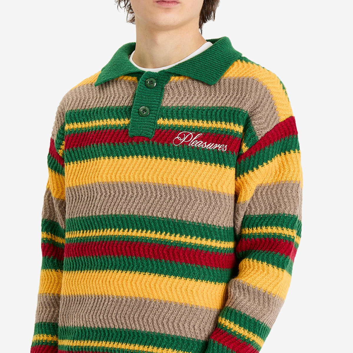 Pleasures Men's Cooper Kit Polo Sweater in Green