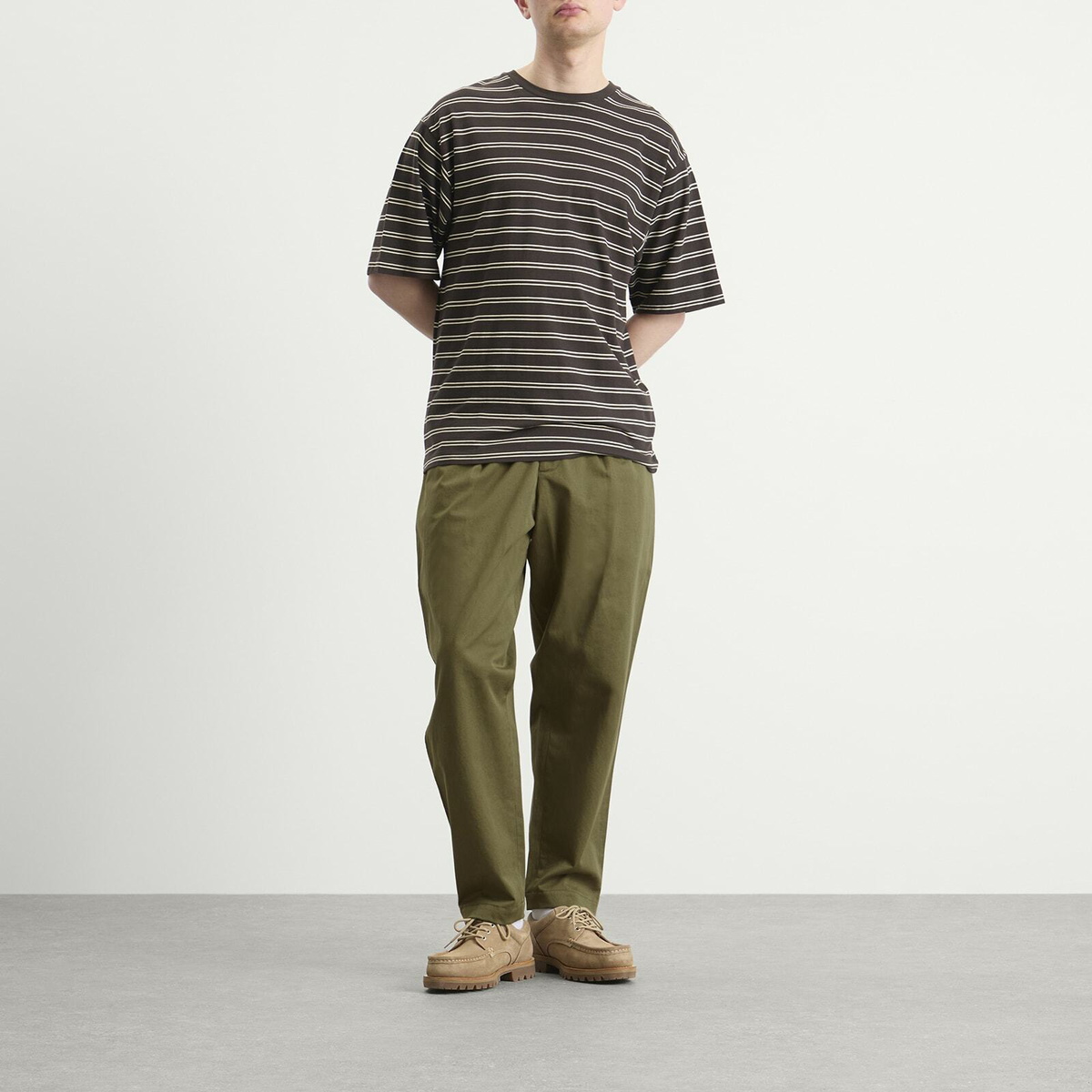 Universal Works Men's Twill Pleated Track Pant in Light Olive