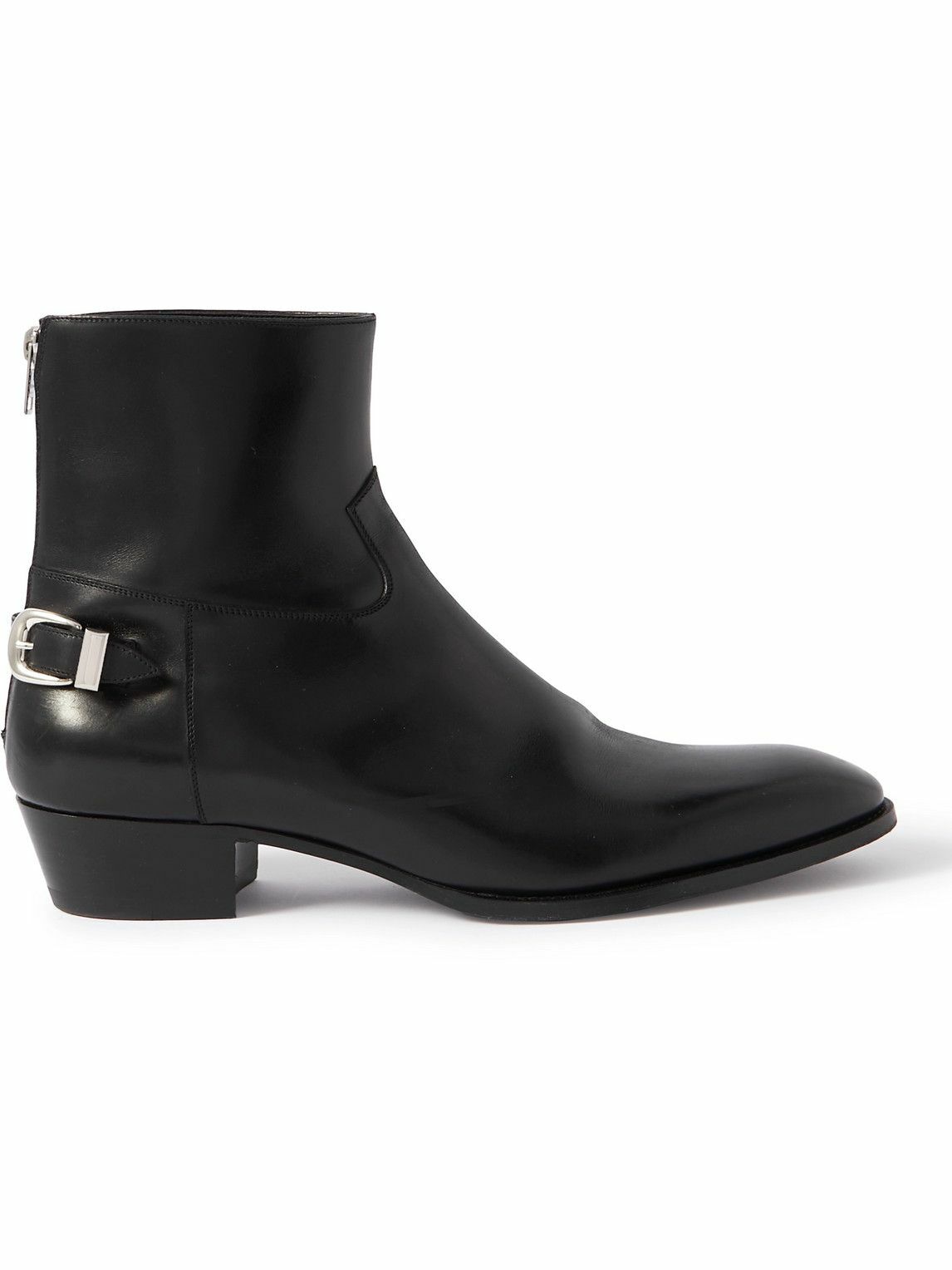 CELINE - Drugstore Buckled Leather Ankle Boots - Black