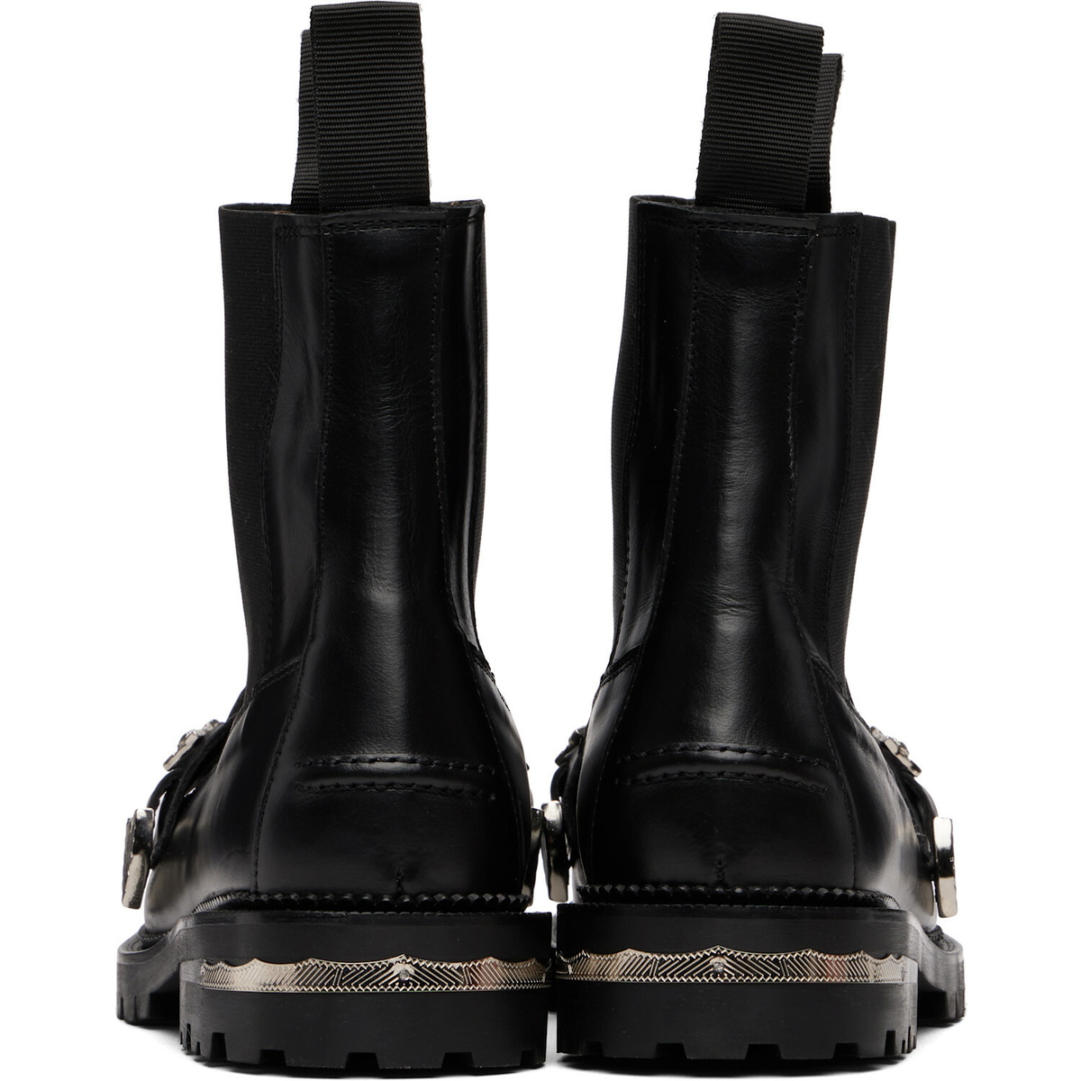 Toga Virilis Black Hard Leather Chelsea Boots