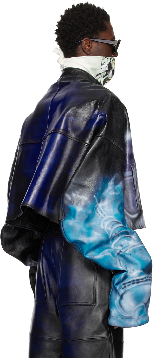 Gerrit Jacob SSENSE Exclusive Black & Green Leather Jacket