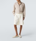 Stòffa Belted linen Bermuda shorts