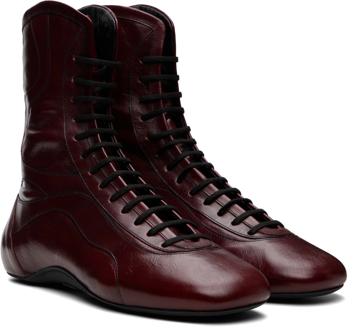 Dries Van Noten Red Leather High Top Sneakers