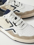 Rhude - Racing Suede-Trimmed Leather and Shell Sneakers - White