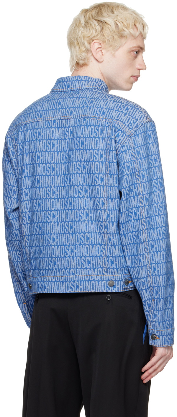 Moschino Monogram-jacquard Denim Shirt In Blue