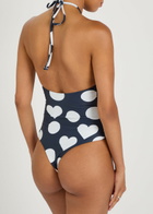 Jacquemus Le Maillot Bastide Polka dot Swimsuit Navy