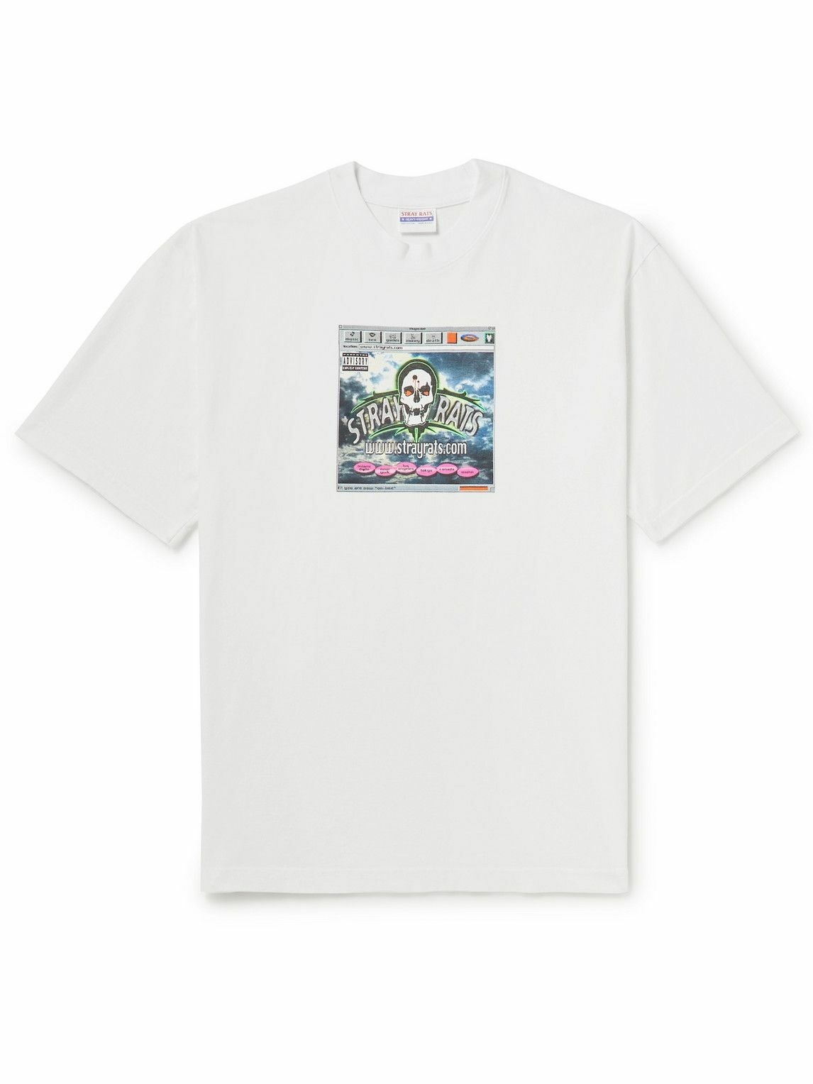 Stray Rats - Browser Printed Cotton-Jersey T-Shirt - White