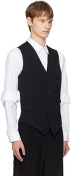 YOHJI YAMAMOTO Black Wool Gabardine 7Buttons Waistcoat