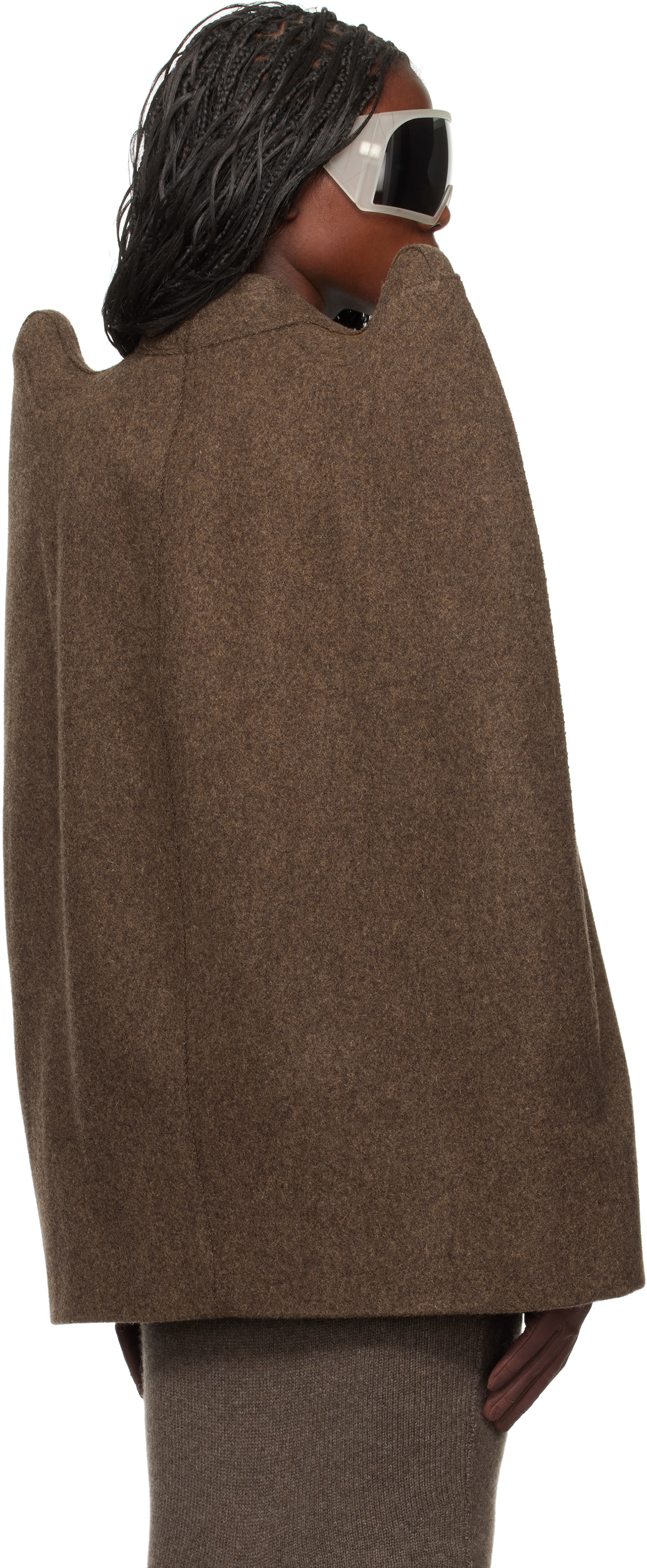 Rick Owens Brown Porterville Tec Cape Jacket