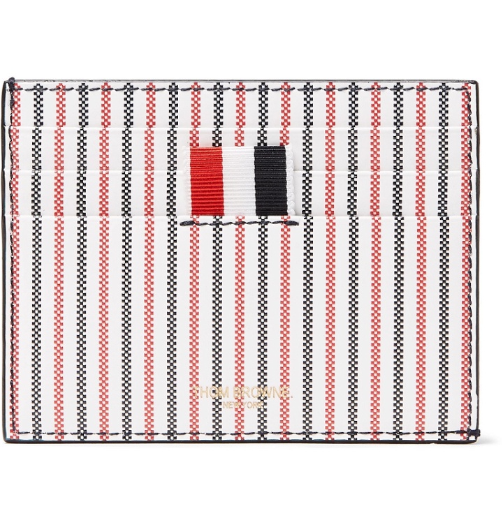 Photo: Thom Browne - Striped Grosgrain-Trimmed Coated-Leather Cardholder - Red