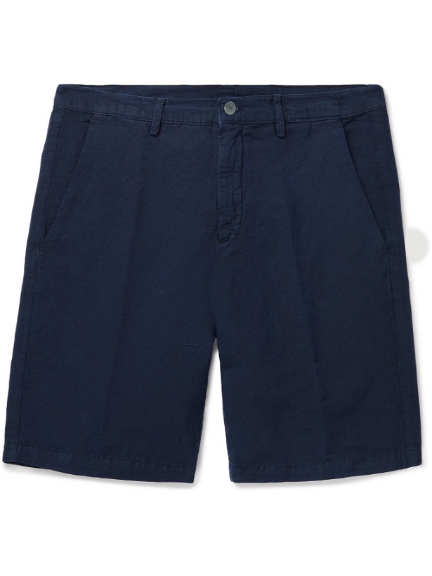 Photo: MASSIMO ALBA - Slim-Fit Linen and Cotton-Blend Shorts - Blue